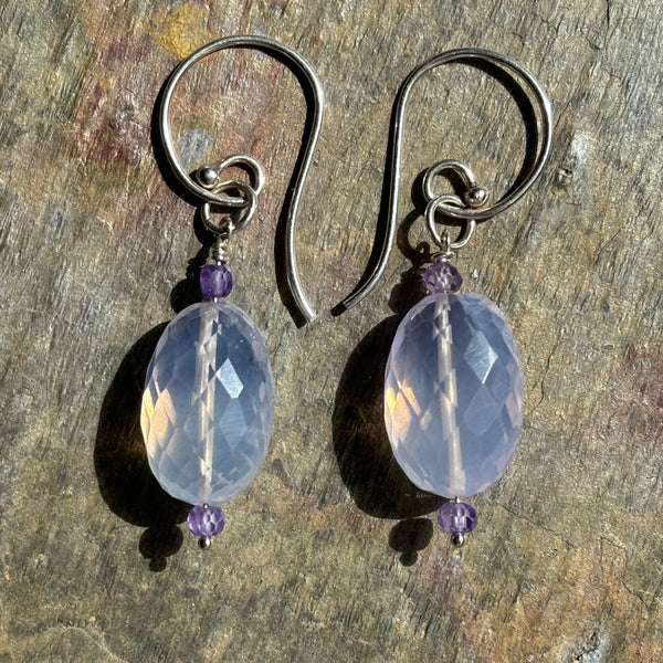 Mexican Lavender Love Opal Earrings