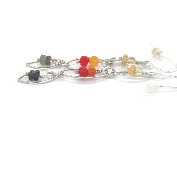 Three Level Rainbow Opal Earrings - Sheila Marie Opals