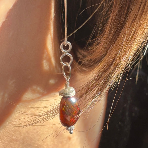 Single Drop Ethiopian Opal Earrings