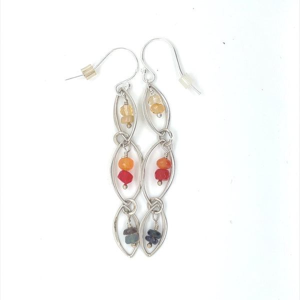 Three Level Rainbow Opal Earrings - Sheila Marie Opals
