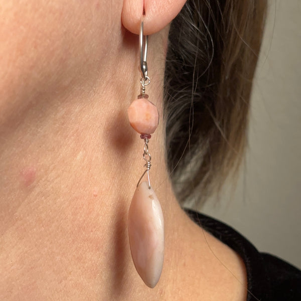 Double the Pink Peruvian Opal Earrings