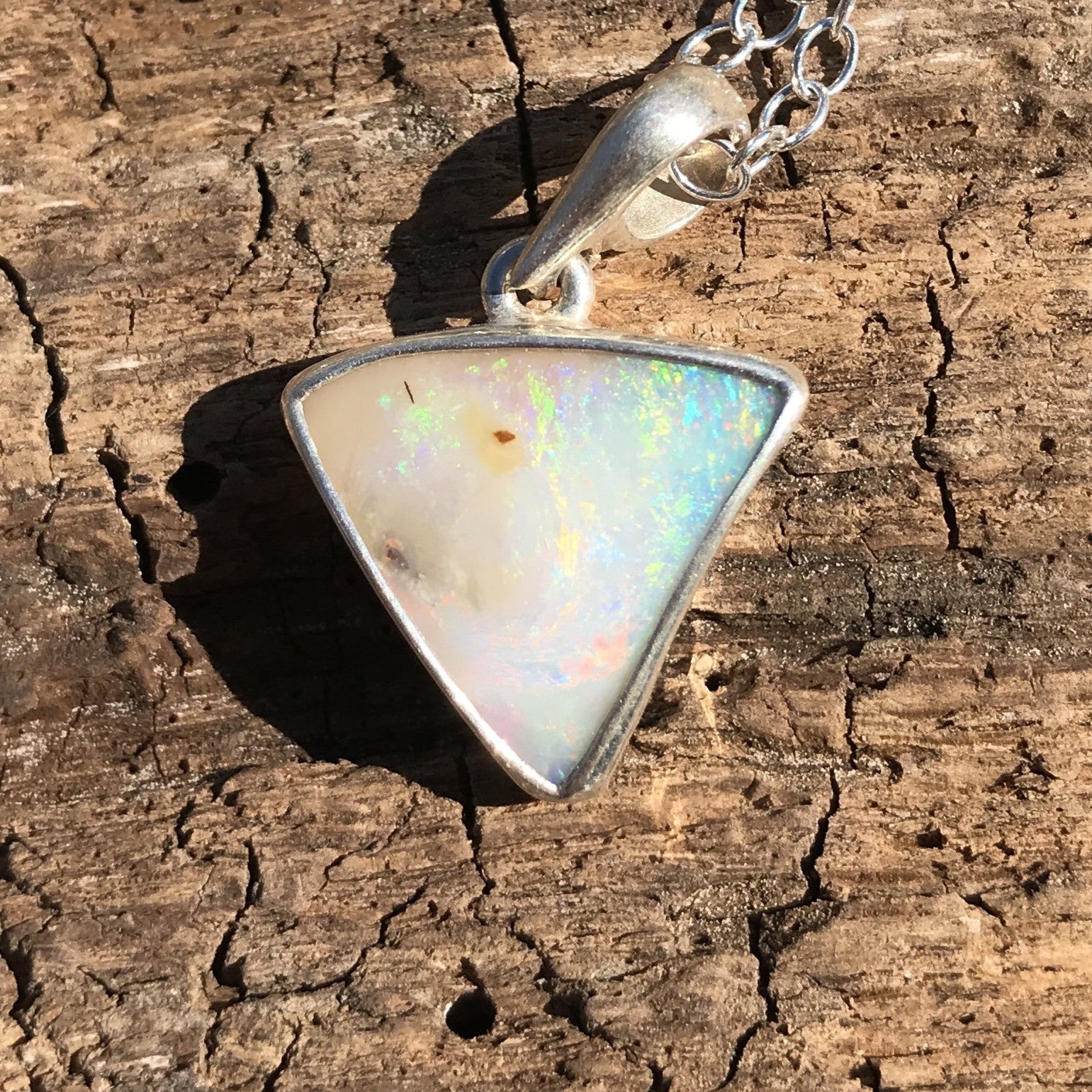 White Triangle Boulder Opal Necklace - Sheila Marie Opals