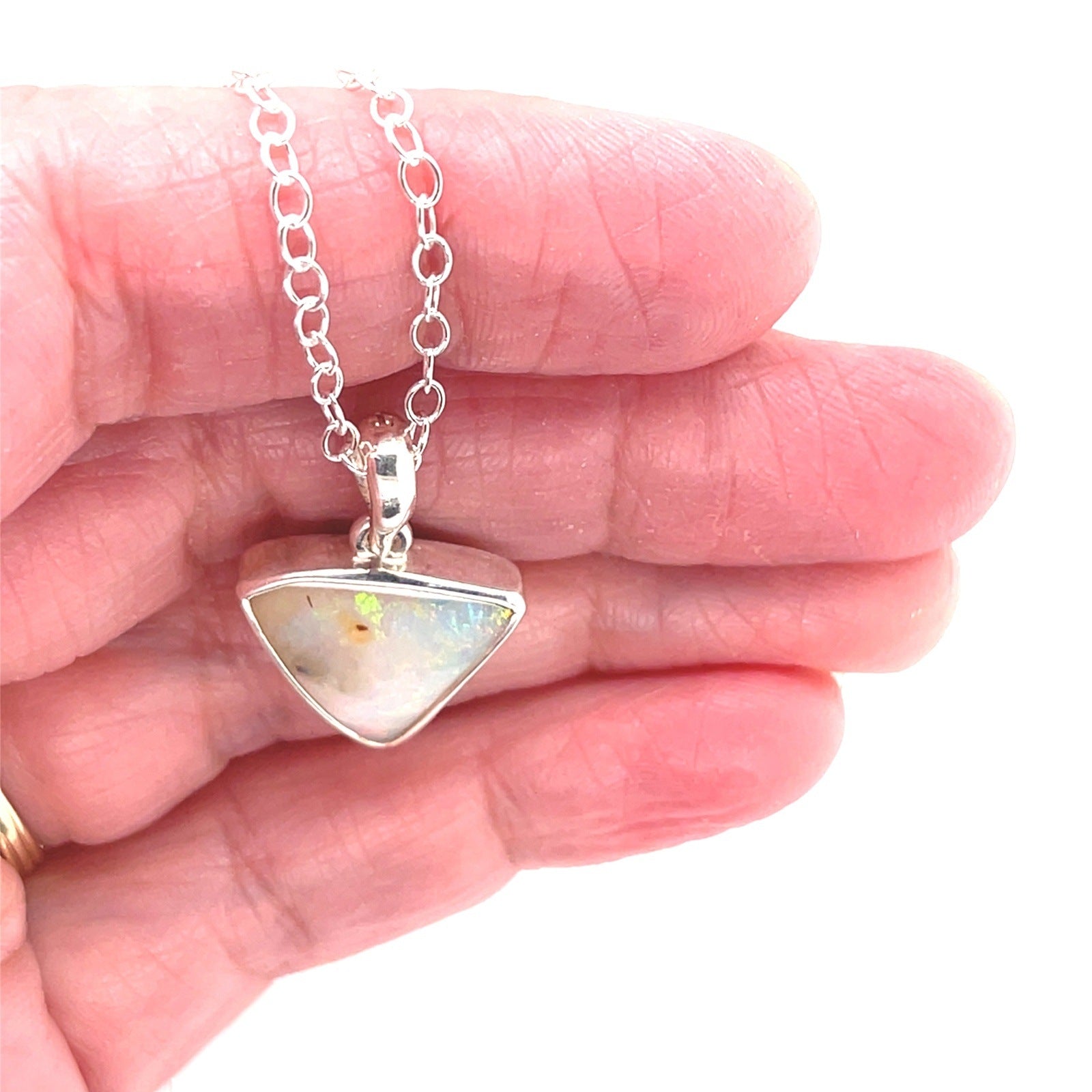 White Triangle Boulder Opal Necklace - Sheila Marie Opals