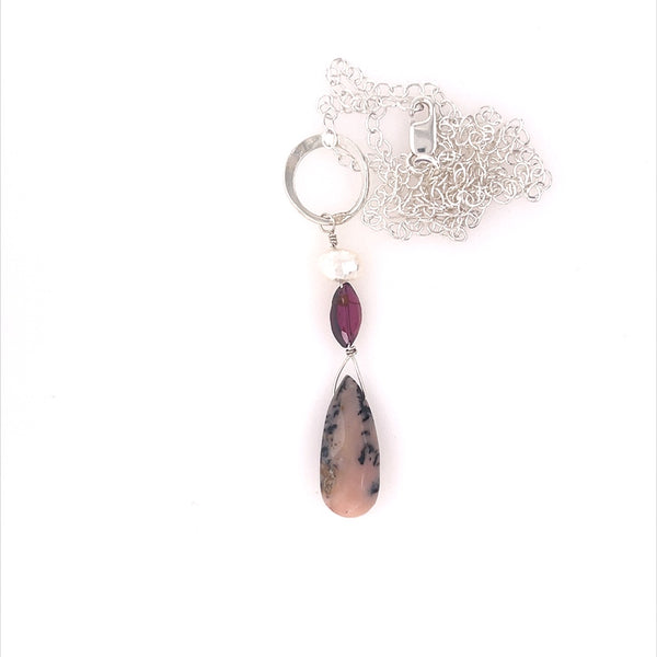 Think Pink and Black Peruvian Opal Necklace - Sheila Marie Opals