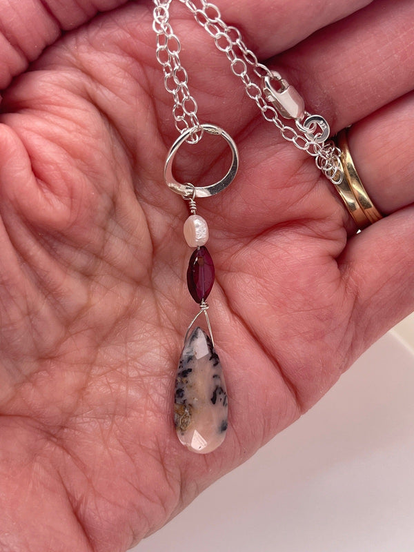 Think Pink and Black Peruvian Opal Necklace - Sheila Marie Opals