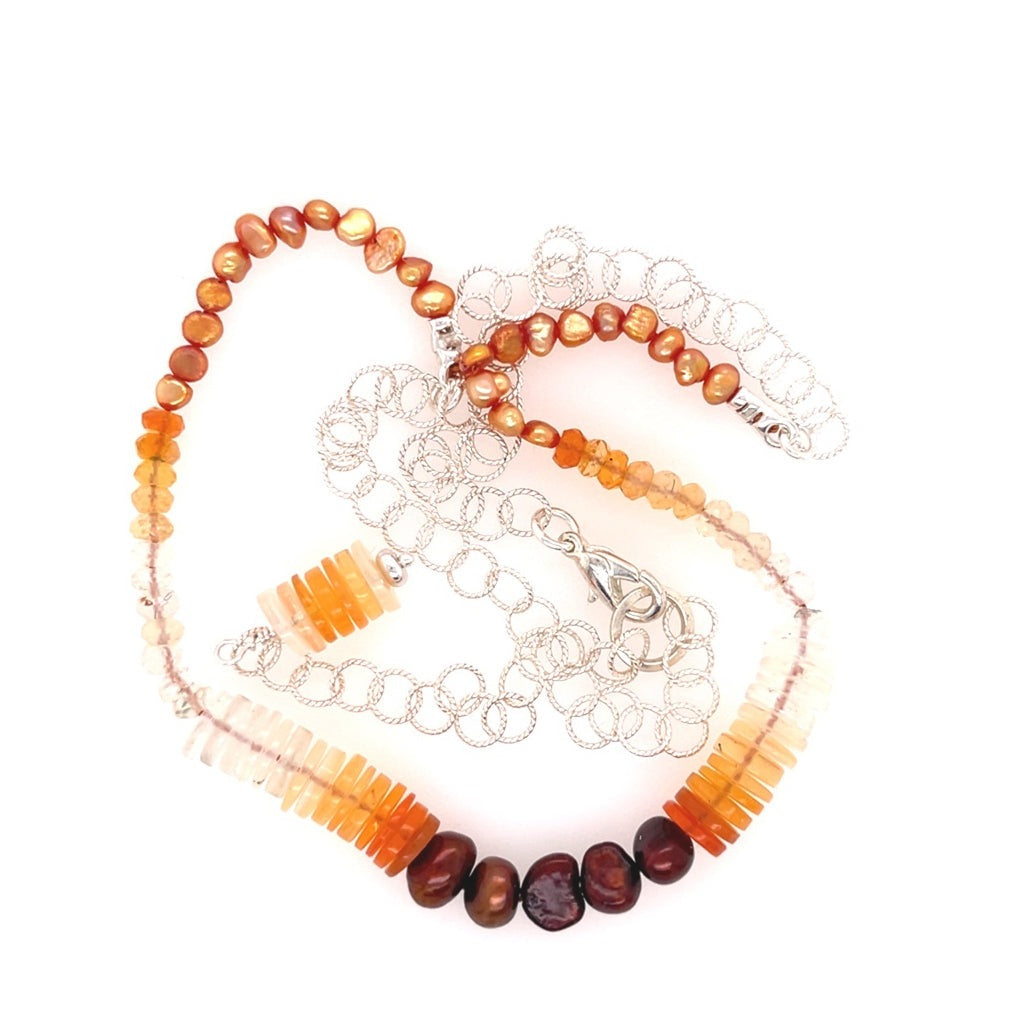 Mexican Mini-Abundance Opal and Pearl Necklace - Sheila Marie Opals