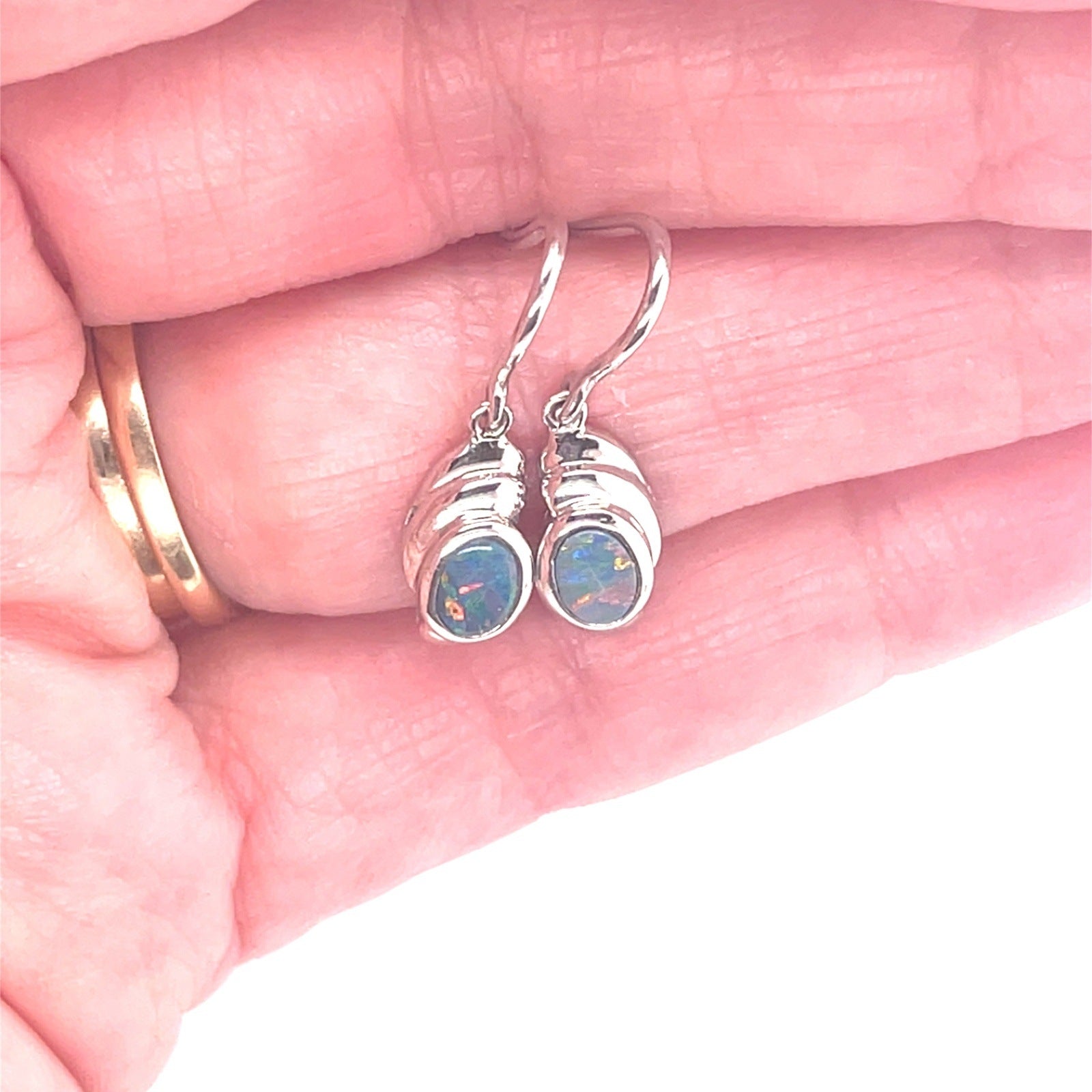 Australian Wave Sterling Silver Earrings - Sheila Marie Opals
