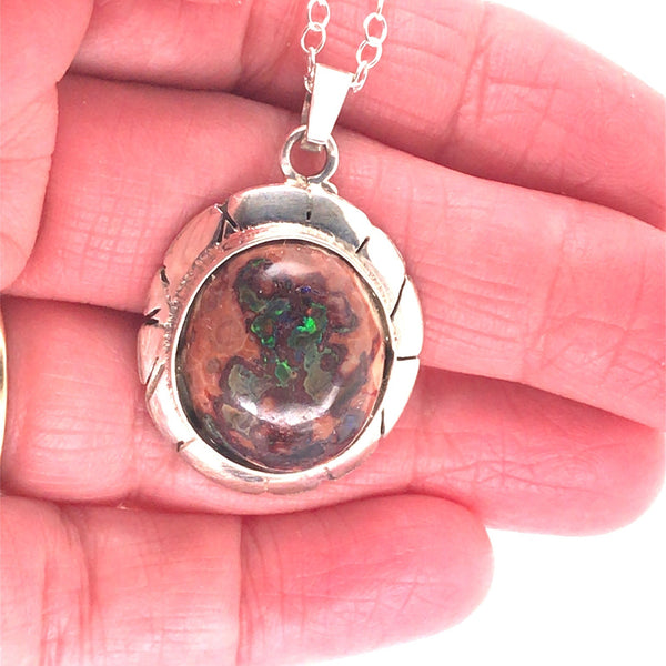 Swirls of Green Mexican Opal Necklace - Sheila Marie Opals